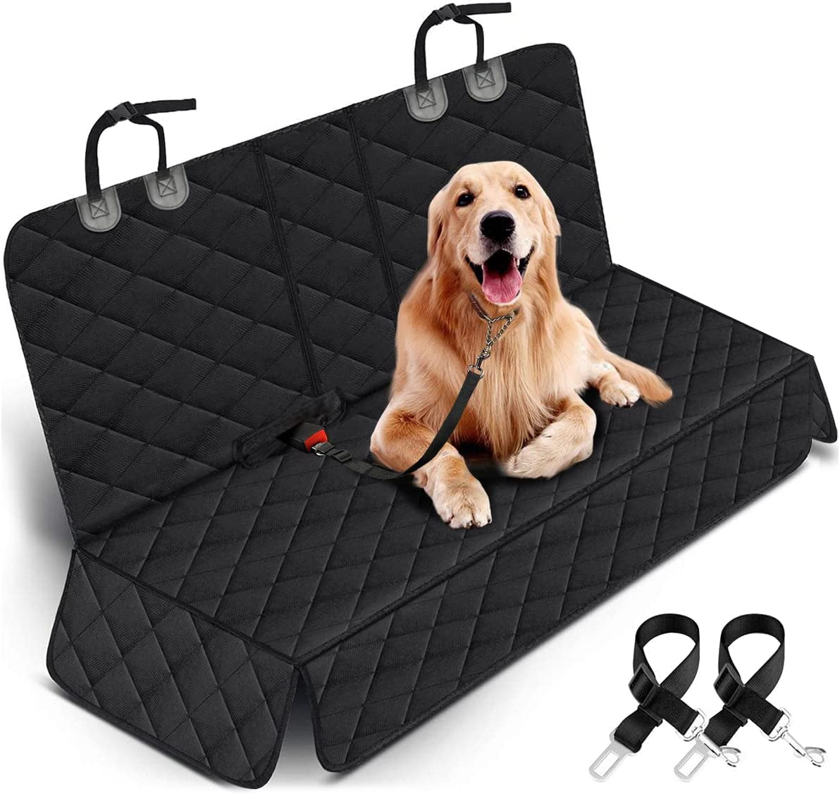 Ultimate Waterproof Dog Car Seat Cover - Non-Slip Back Seat Protector for Cars, Trucks & SUVs, Fits Middle Armrest - Stylish Black Design
