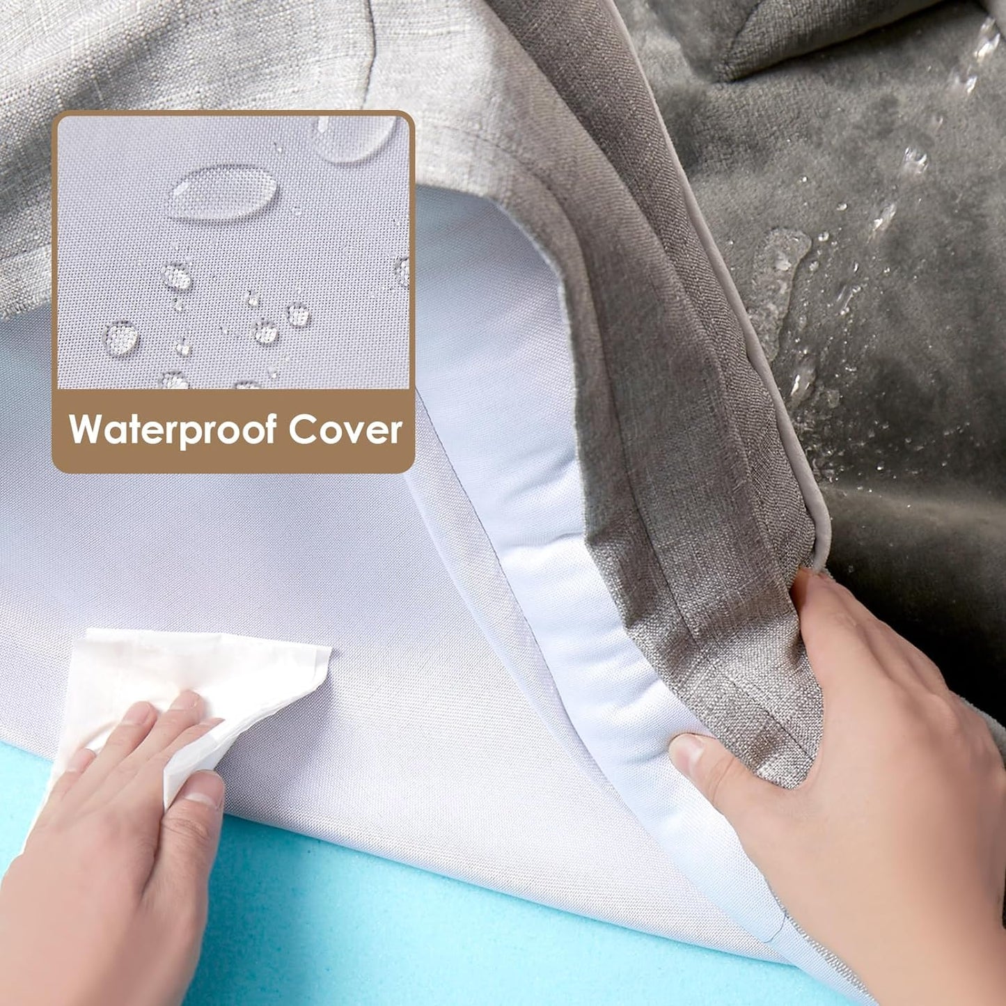 Orthopedic Dog Beds for Extra Large Dogs 44X32Inch, Waterproof Memory Foam XL Pet Bed with Sides, Non-Slip and Egg-Crate Foam Big Dog Couch Bed with Washable Removable Cover, Grey
